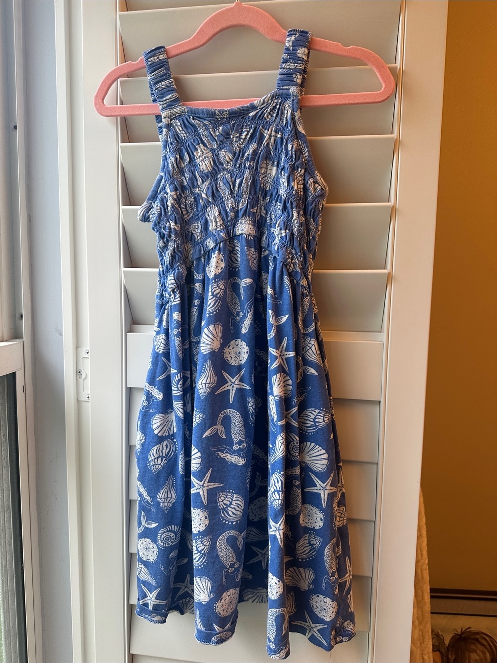 Old Navy Blue Shell-Print Smocked Sundress